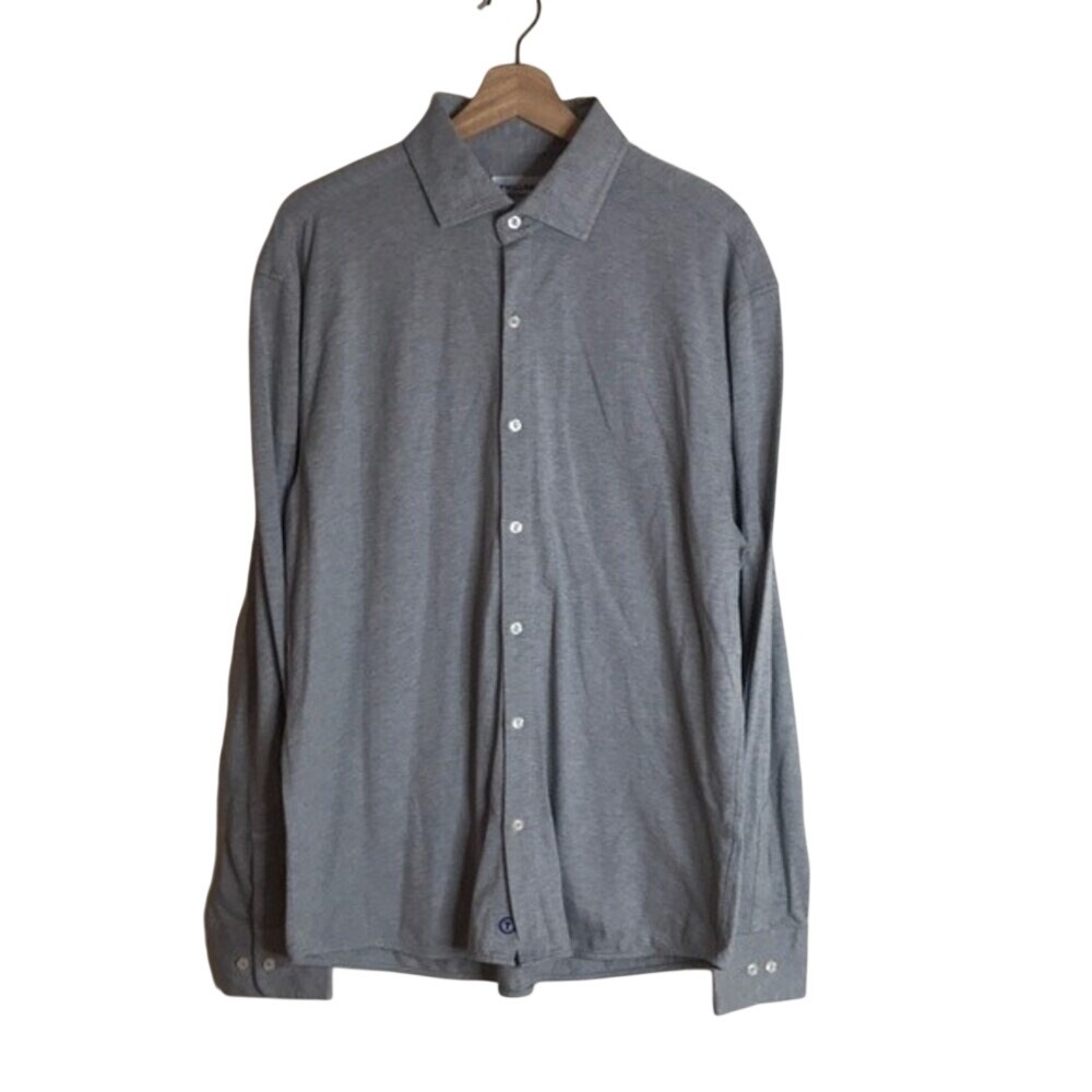 Twillory Men's Untuckable Tailored Fit Long Sleeve Button Down Gray XL